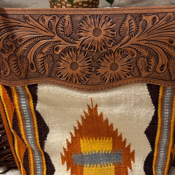 American Darling Southwest Fringe Shoulder Bag - Orange and Brown - Picture 4 of 9